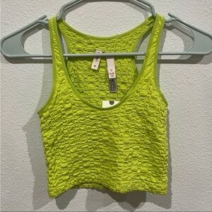 Anthropologie Neon Green Textured Crop Top NWT